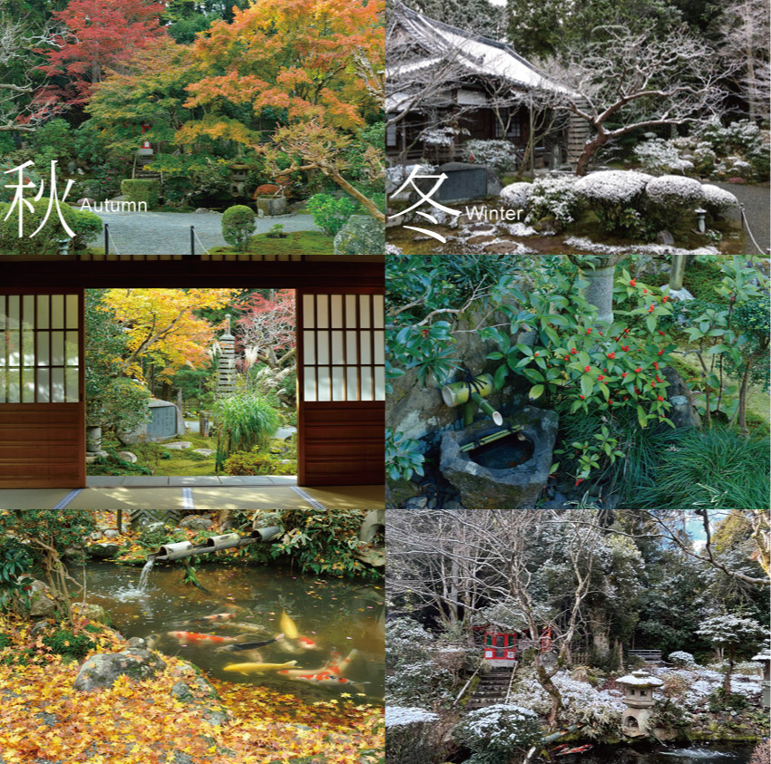 新善光寺の秋と冬の庭の写真